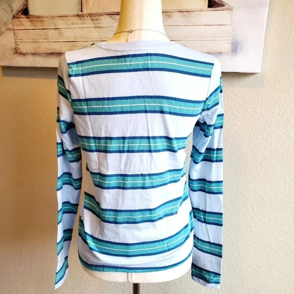 SO | Essential Crewneck Long Sleeve T-Shirt in Blue Stripe sz Various - Picture 3 of 9